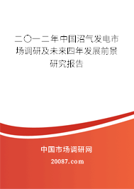 二〇一二年中国沼气发电市场调研及未来四年发展前景研究报告