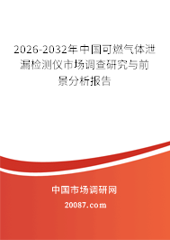 2026-2032年中国可燃气体泄漏检测仪市场调查研究与前景分析报告