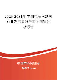 2025-2031年中国电解水制氢行业发展调研与市场前景分析报告