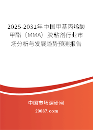 2025-2031年中国甲基丙烯酸甲酯（MMA）胶粘剂行业市场分析与发展趋势预测报告