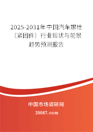 2025-2031年中国汽车螺栓（紧固件）行业现状与前景趋势预测报告