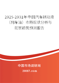 2025-2031年中国汽车制动液（刹车油）市场现状分析与前景趋势预测报告