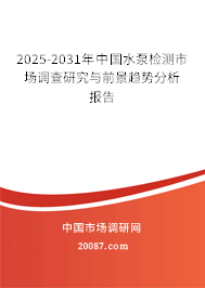 2025-2031年中国水泵检测市场调查研究与前景趋势分析报告