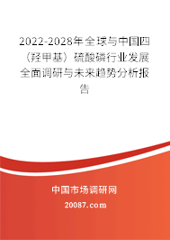 2022-2028年全球与中国四(羟甲基)硫酸磷行业发展全面调研与未来趋势分析报告 2022-2028年全球与中国四(羟甲基)硫酸磷行业发展全面调研与未来趋势分析报告