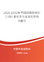 2026-2032年中国道路裂缝封口机行业现状与发展前景预测报告
