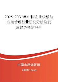2025-2031年中国企业级移动应用管理行业研究分析及发展趋势预测报告