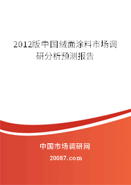2012版中国绒面涂料市场调研分析预测报告
