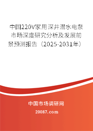 中国220V家用深井潜水电泵市场深度研究分析及发展前景预测报告(2025-2031年) 中国220V家用深井潜水电泵市场深度研究分析及发展前景预测报告(2025-2031年)