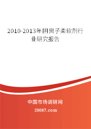 2010-2013年阴离子柔软剂行业研究报告 2010-2013年阴离子柔软剂行业研究报告