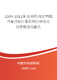 2009-2012年金融危机对中国汽车导航行业影响分析及应对策略咨询报告