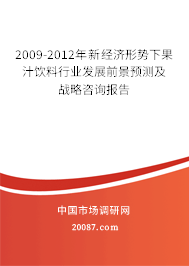2009-2012年新经济形势下果汁饮料行业发展前景预测及战略咨询报告 2009-2012年新经济形势下果汁饮料行业发展前景预测及战略咨询报告