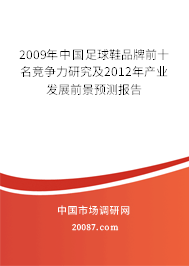 2009年中国足球鞋品牌前十名竞争力研究及2012年产业发展前景预测报告