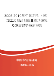 2006-2010年中国羽毛（绒）加工及制品制造业市场研究及发展趋势预测报告