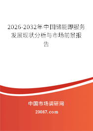 2026-2032年中国储能即服务发展现状分析与市场前景报告 2026-2032年中国储能即服务发展现状分析与市场前景报告