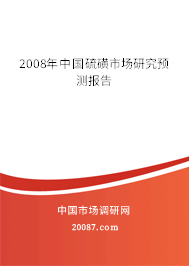 2008年中国硫磺市场研究预测报告