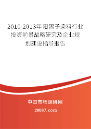 2010-2013年阳离子染料行业投资前景战略研究及企业规划建设指导报告 2010-2013年阳离子染料行业投资前景战略研究及企业规划建设指导报告