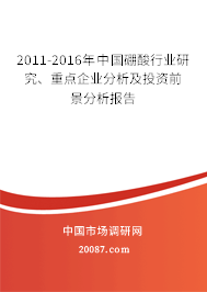 2011-2016年中国硼酸行业研究、重点企业分析及投资前景分析报告