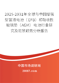 2025-2031年全球与中国增强型富液电池(EFB)和吸收性玻璃垫(AGM)电池行业研究及前景趋势分析报告 2025-2031年全球与中国增强型富液电池(EFB)和吸收性玻璃垫(AGM)电池行业研究及前景趋势分析报告