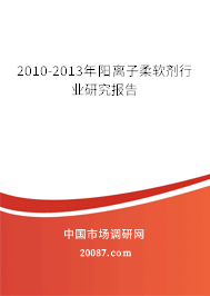 2010-2013年阳离子柔软剂行业研究报告 2010-2013年阳离子柔软剂行业研究报告