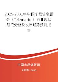 2025-2031年中国车载信息服务（Telematics）行业现状研究分析及发展趋势预测报告