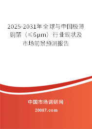 2025-2031年全球与中国极薄铜箔(≤6μm)行业现状及市场前景预测报告 2025-2031年全球与中国极薄铜箔(≤6μm)行业现状及市场前景预测报告