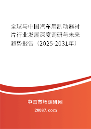 全球与中国汽车用制动器衬片行业发展深度调研与未来趋势报告（2025-2031年）