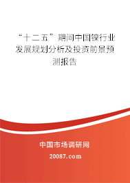 “十二五”期间中国镍行业发展规划分析及投资前景预测报告 “十二五”期间中国镍行业发展规划分析及投资前景预测报告