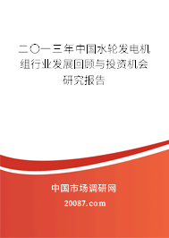 二〇一三年中国水轮发电机组行业发展回顾与投资机会研究报告
