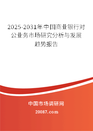 2025-2031年中国商业银行对公业务市场研究分析与发展趋势报告