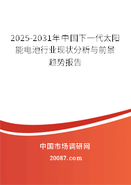2025-2031年中国下一代太阳能电池行业现状分析与前景趋势报告 2025-2031年中国下一代太阳能电池行业现状分析与前景趋势报告