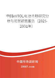 中国eVTOL电池市场研究分析与前景趋势报告（2025-2031年）