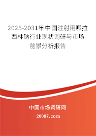 2025-2031年中国注射用哌拉西林钠行业现状调研与市场前景分析报告