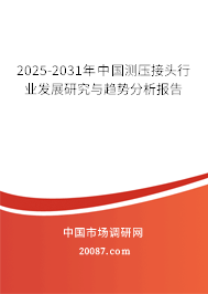 2025-2031年中国测压接头行业发展研究与趋势分析报告