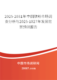 2025-2031年中国铁粉市场调查分析与2025-1027年发展前景预测报告