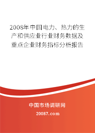 2008年中国电力、热力的生产和供应业行业财务数据及重点企业财务指标分析报告 2008年中国电力、热力的生产和供应业行业财务数据及重点企业财务指标分析报告