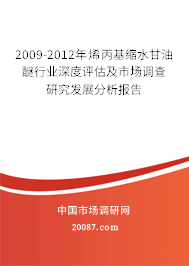 2009-2012年烯丙基缩水甘油醚行业深度评估及市场调查研究发展分析报告 2009-2012年烯丙基缩水甘油醚行业深度评估及市场调查研究发展分析报告