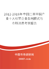 2012-2018年中国二苯甲酮产业十大标竿企业盈利模式与市场消费考察报告 2012-2018年中国二苯甲酮产业十大标竿企业盈利模式与市场消费考察报告