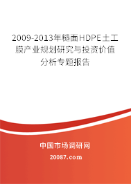 2009-2013年糙面HDPE土工膜产业规划研究与投资价值分析专题报告