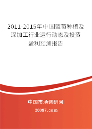 2011-2015年中国蓝莓种植及深加工行业运行动态及投资盈利预测报告