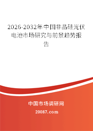 2026-2032年中国非晶硅光伏电池市场研究与前景趋势报告