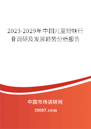 2023-2029年中国儿童短袜行业调研及发展趋势分析报告 2023-2029年中国儿童短袜行业调研及发展趋势分析报告