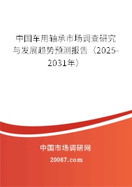 中国车用轴承市场调查研究与发展趋势预测报告（2025-2031年）
