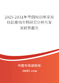 2025-2031年中国电动单梁悬挂起重机市场研究分析与发展趋势报告 2025-2031年中国电动单梁悬挂起重机市场研究分析与发展趋势报告