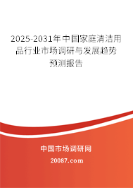 2025-2031年中国家庭清洁用品行业市场调研与发展趋势预测报告