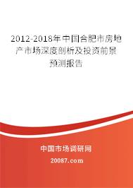 2012-2018年中国合肥市房地产市场深度剖析及投资前景预测报告