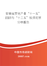 安徽省文化产业“十一五”回顾与“十二五”投资前景分析报告