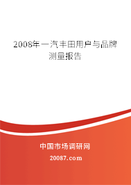 2008年一汽丰田用户与品牌测量报告