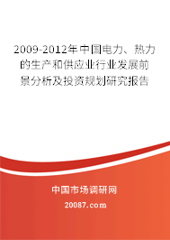 2009-2012年中国电力、热力的生产和供应业行业发展前景分析及投资规划研究报告