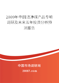2009年中国洁净煤产品专项调研及未来五年投资分析预测报告