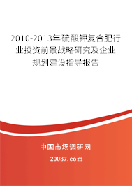 2010-2013年硫酸钾复合肥行业投资前景战略研究及企业规划建设指导报告 2010-2013年硫酸钾复合肥行业投资前景战略研究及企业规划建设指导报告